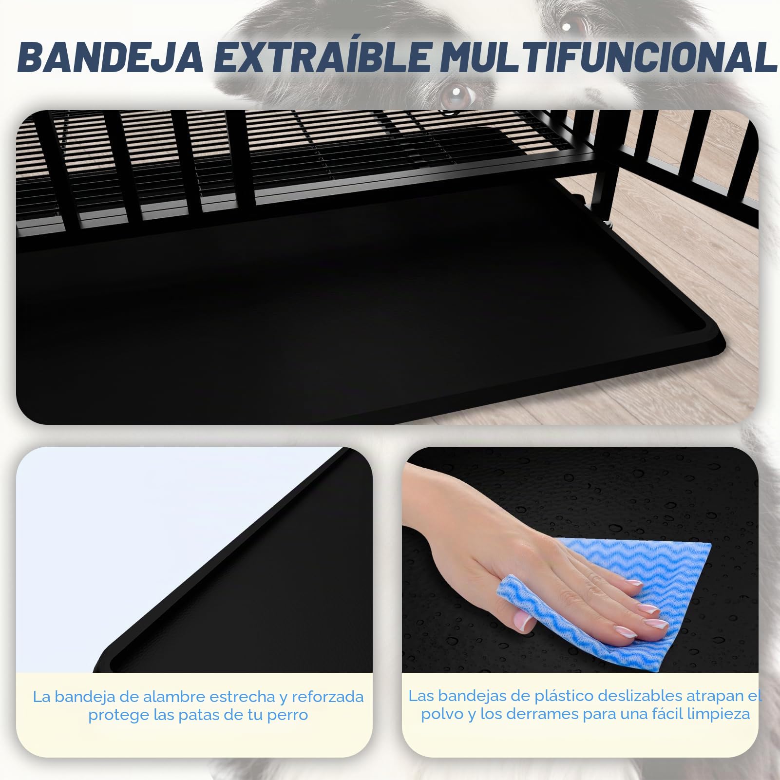 Gran Jaulas para Perros Grandes, perreras de Acero aleado Pesadas e indestructibles, con Ruedas bloqueables, Puertas Dobles y cerraduras robustas, jaulas para Perros de Alta ansiedad XL XXL