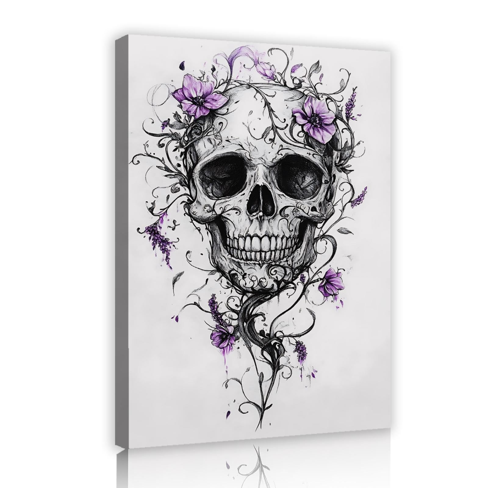YUNART Decorazione murale gotica vintage poster floreale stile country francese stampa su tela di Halloween stile vittoriano decorazione stanza dark academia 45x68cm Telaio interno