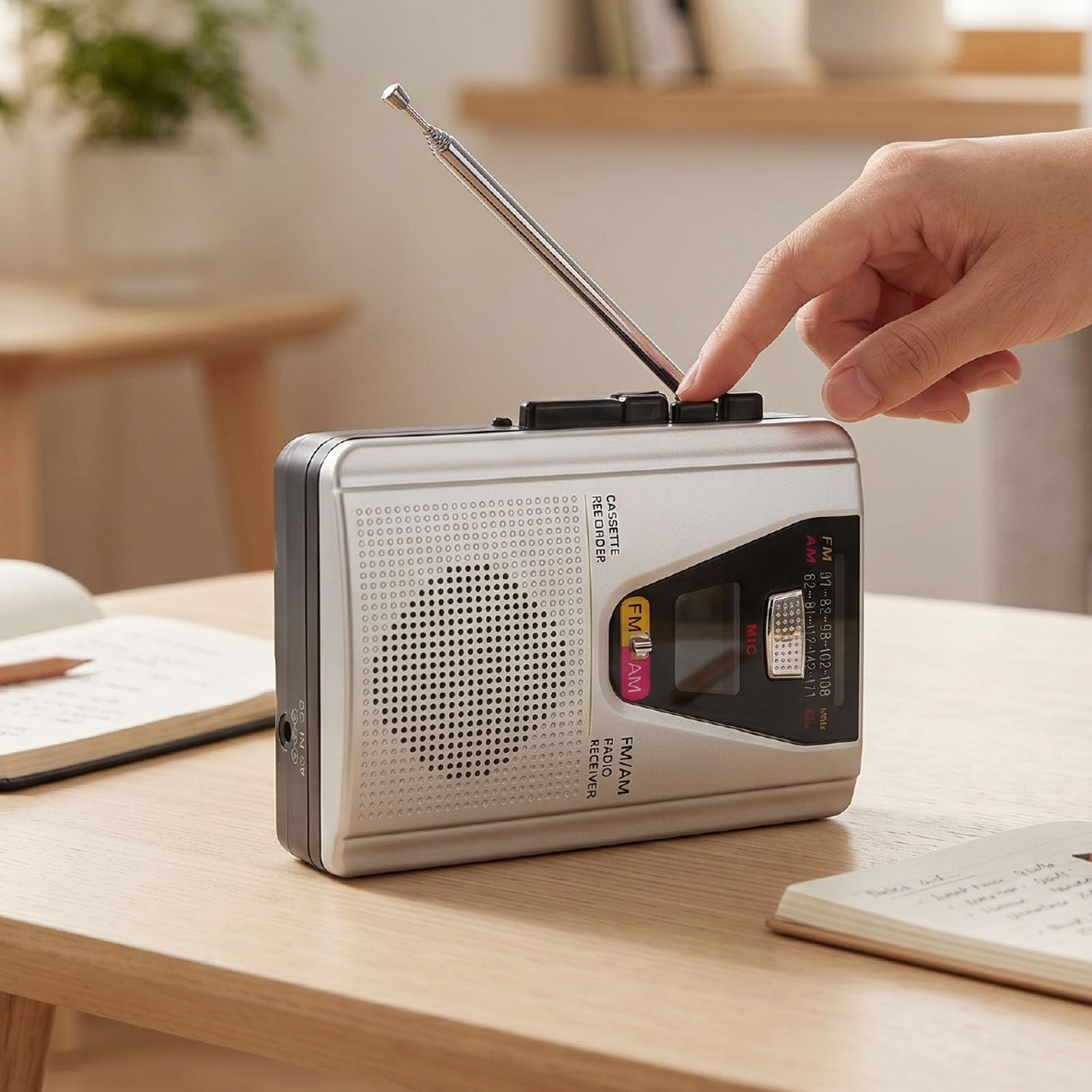 Tangxi Przenośny Magnetofon Kasetowy z Radiem AM FM, Wbudowanym Głośnikiem,