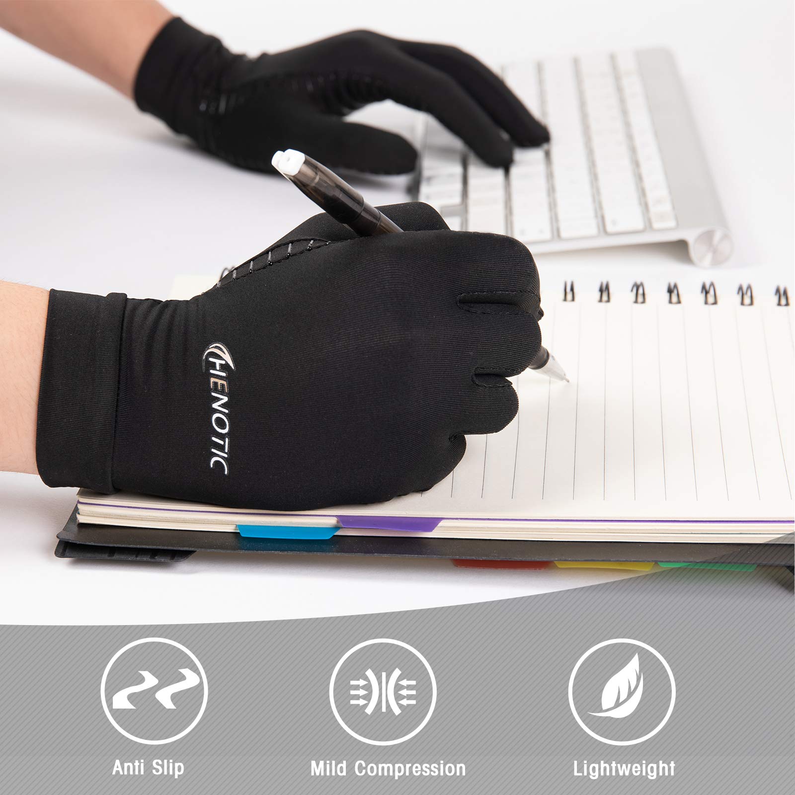 Guantes de compresión de cobre para mujeres y hombres, dedos completos, transpirables y absorben la humedad, guantes de compresión para aliviar dolores del túnel carpiano, dolores reumatoides,