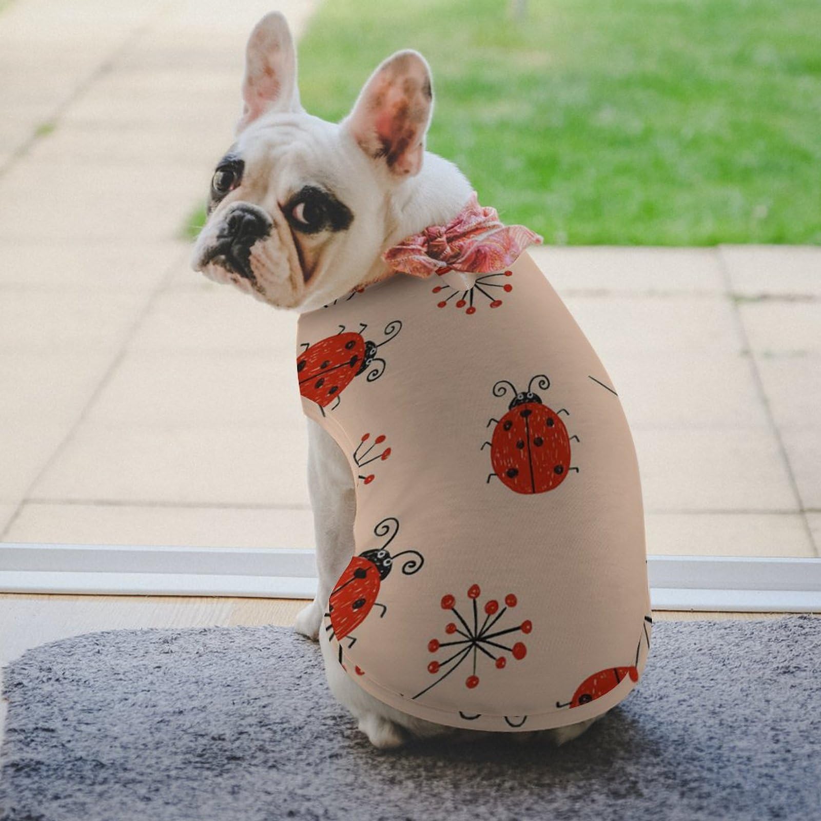 Amazon | ペット服 Tシャツ ドッグウェア タンクトップ 赤い てんとう