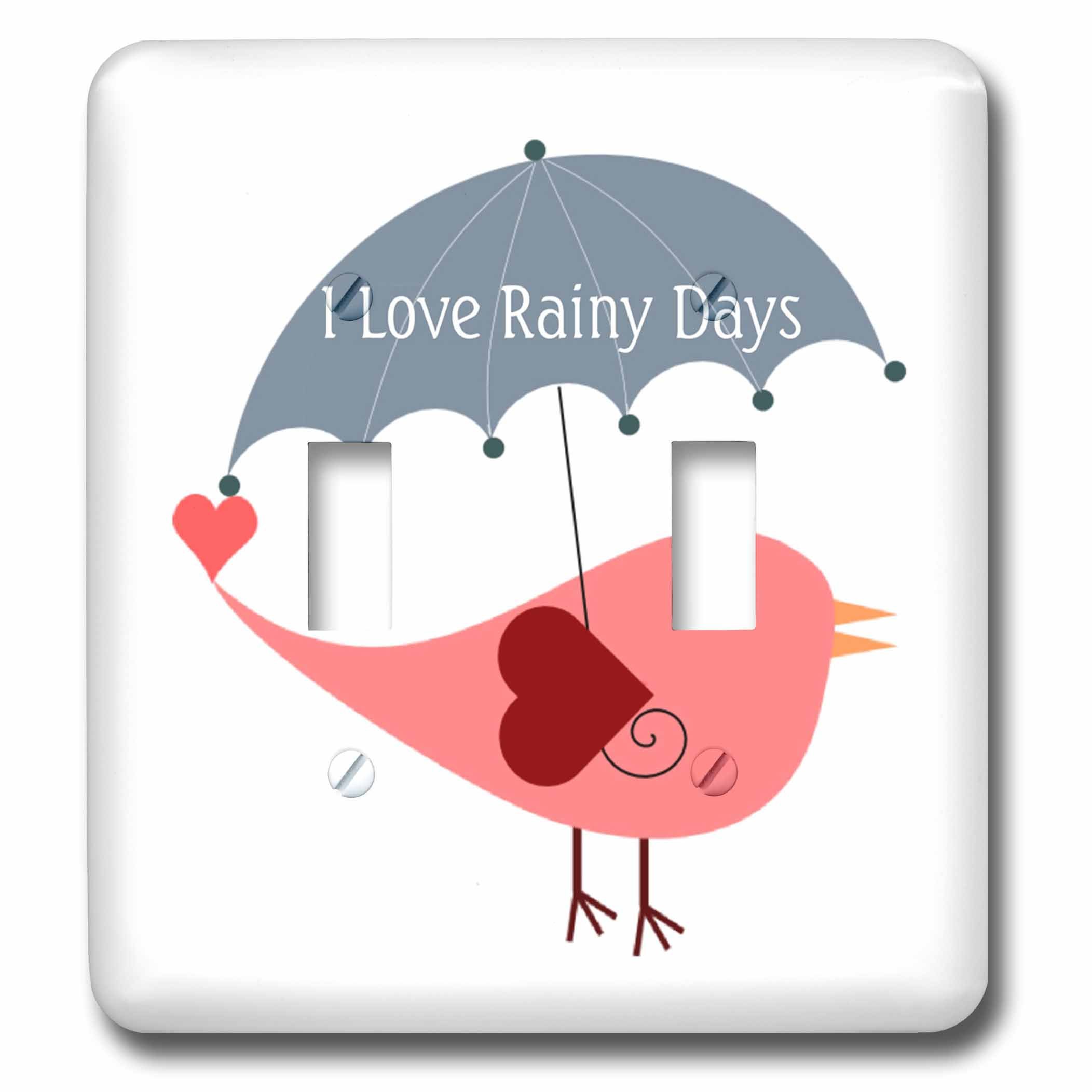 Interrupteur à bascule double au motif oiseau de dessin animé avec parapluie et message