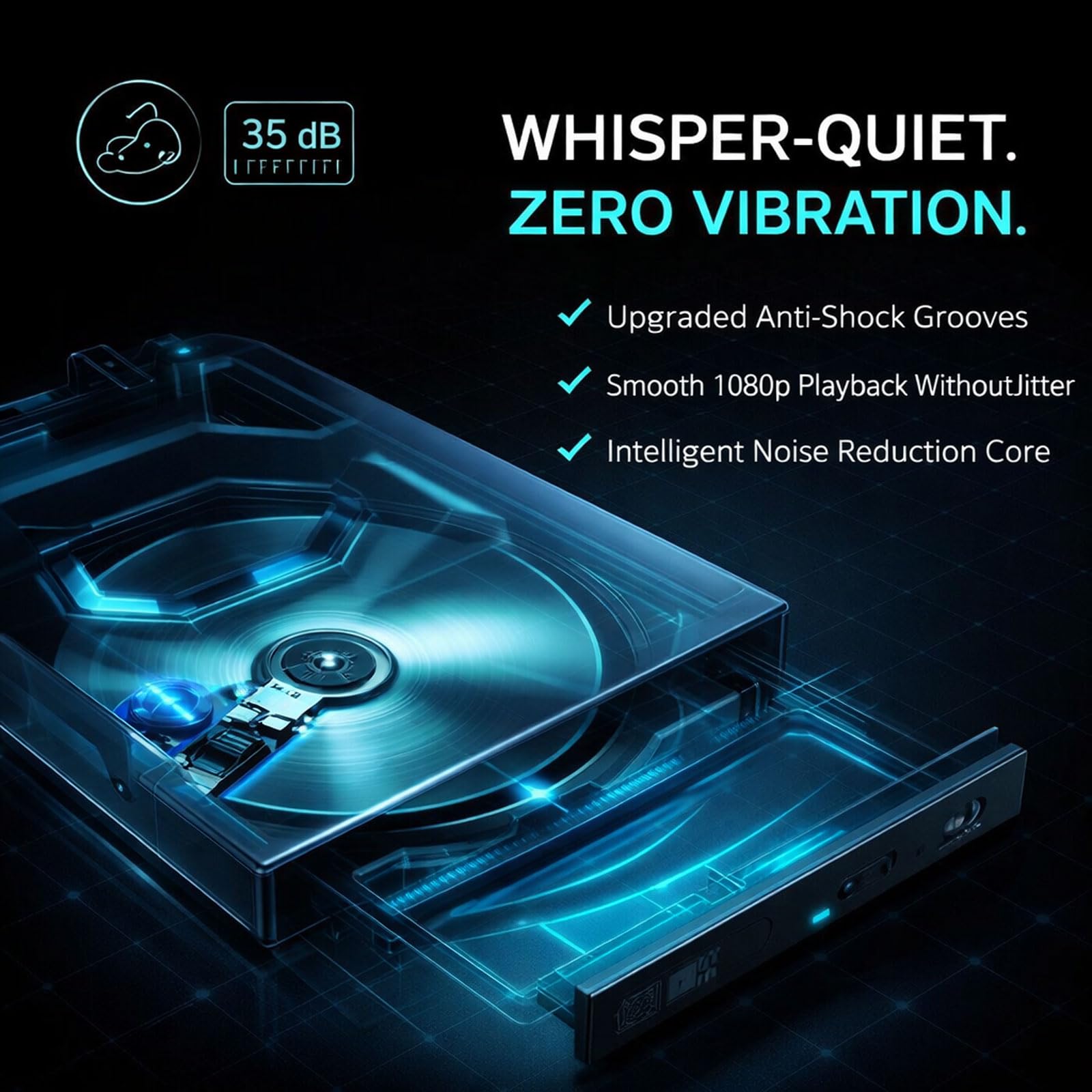7-in-1 External USB DVD Drive & Blu-ray Player, Portable Optical