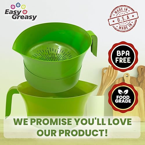 Miniatura 5 de Juego de cocina colador y colador de alimentos, cepas de carne molida y tocino, juego de coladores que enjuaga pasta, arroz, frutas y verduras,