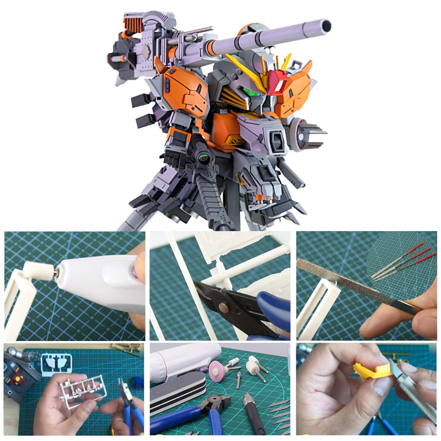 HSEAMALL Set di 64 pezzi di strumenti per modelli Gundam, strumenti base per modellazione per Gundam, set di artigianato per la costruzione di hobby per auto, kit di costruzione Bandai Hobby Gunpla