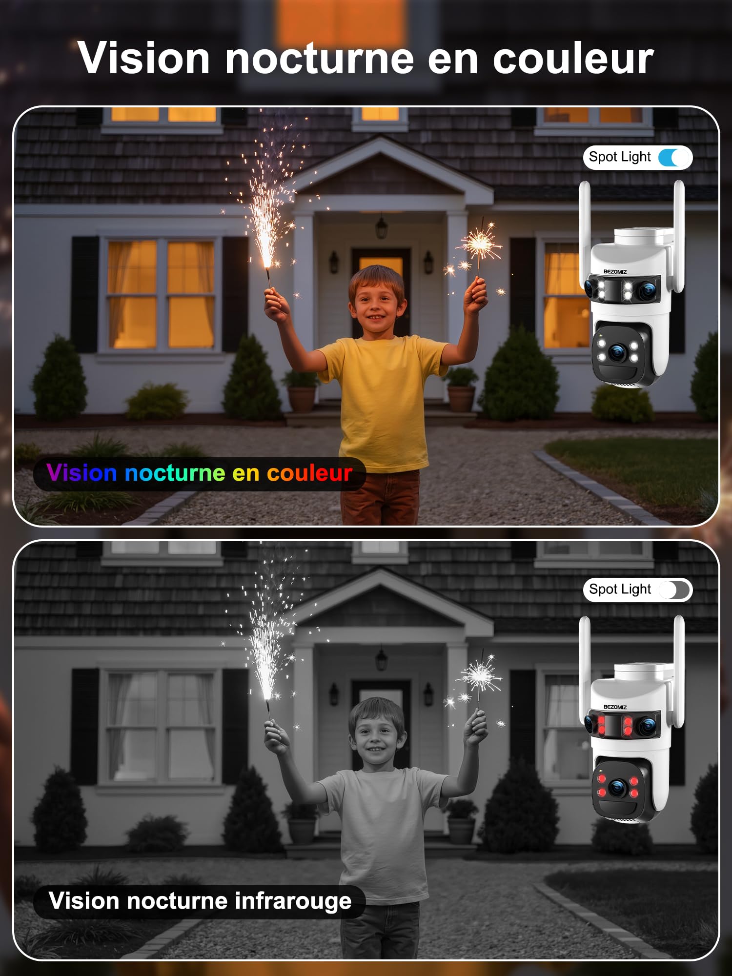 4K Caméra Surveillance WiFi Extérieure à triple objectif,360° PTZ Camera Solaire,12MP Détection Humaine,avec Batterie,Suivi Automatique,Vision Nocturne Couleur,Étanche,Audio Bidirectionnel,2.4/5G WIFI
