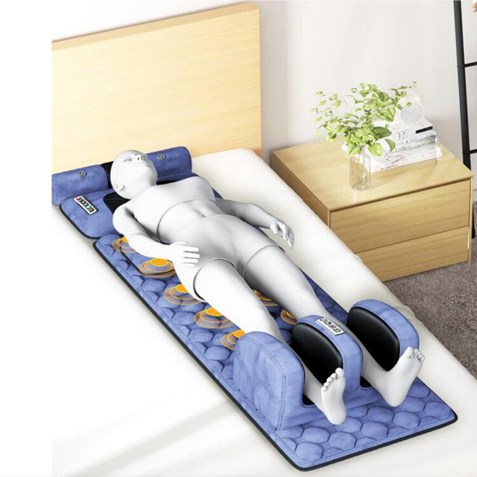 Esterilla de masaje calentada para todo el cuerpo con 20 cabezales de masaje de amasamiento Shiatsu para el cuello, colchón de masaje relajante con 9 modos y 9 almohadillas térmicas de fuerza aju