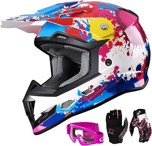 GLX GX623 - Combo de casco de motocross y ATV para jóvenes, color graffiti, mediano - DOT