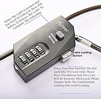 Vista 5 de Adjustable Combination Cable Lock - 6.5ft Steel Cord for Trail Camera, Kayak, Luggage, Suitcase, Helmet - Zinc Alloy, 10,000 Codes, Easy to Use