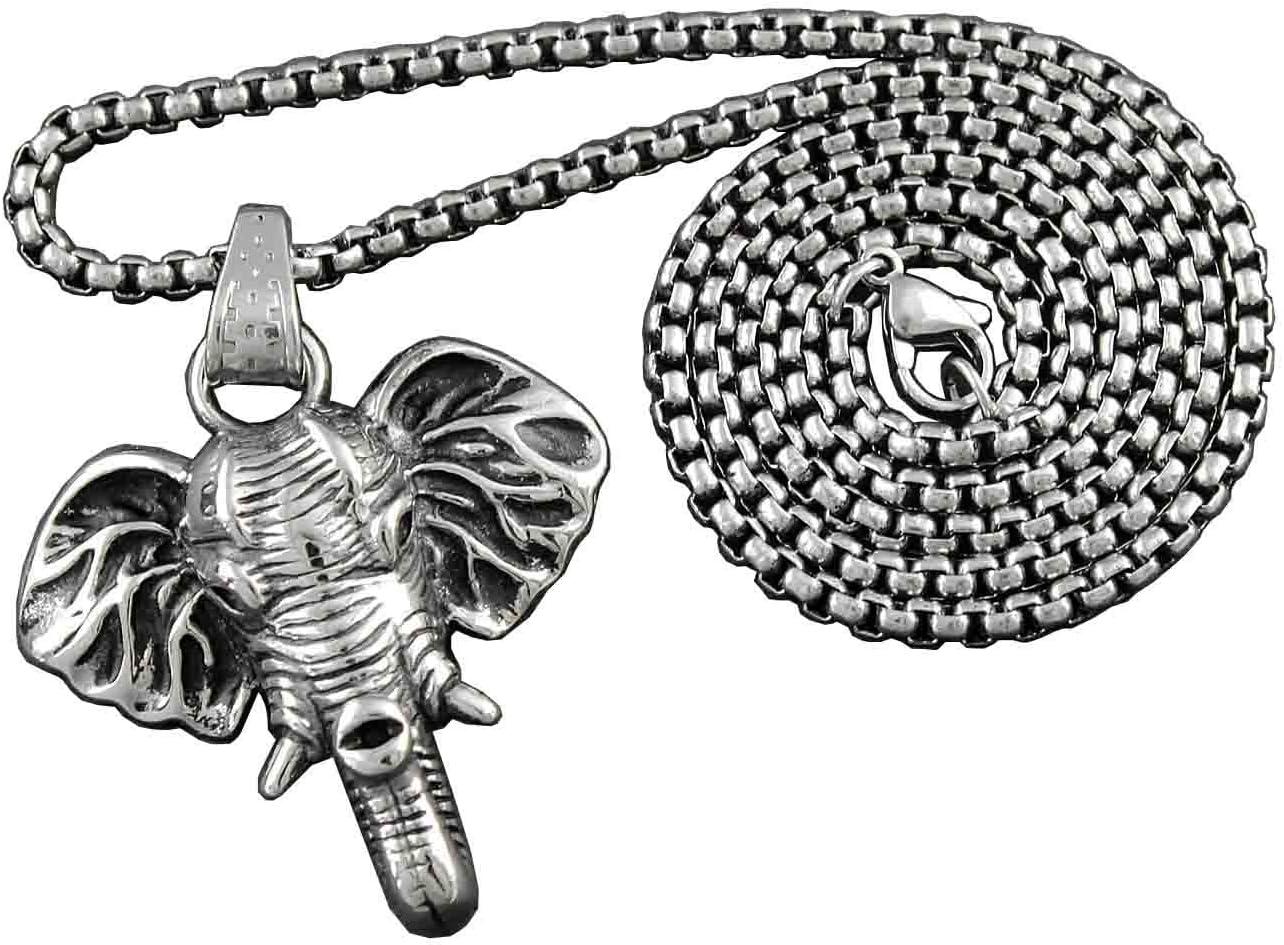 vogueteen Men's Silver Stainless Steel Ganesh Elephant God Pendant Necklace Jewelry Gift - Image 2