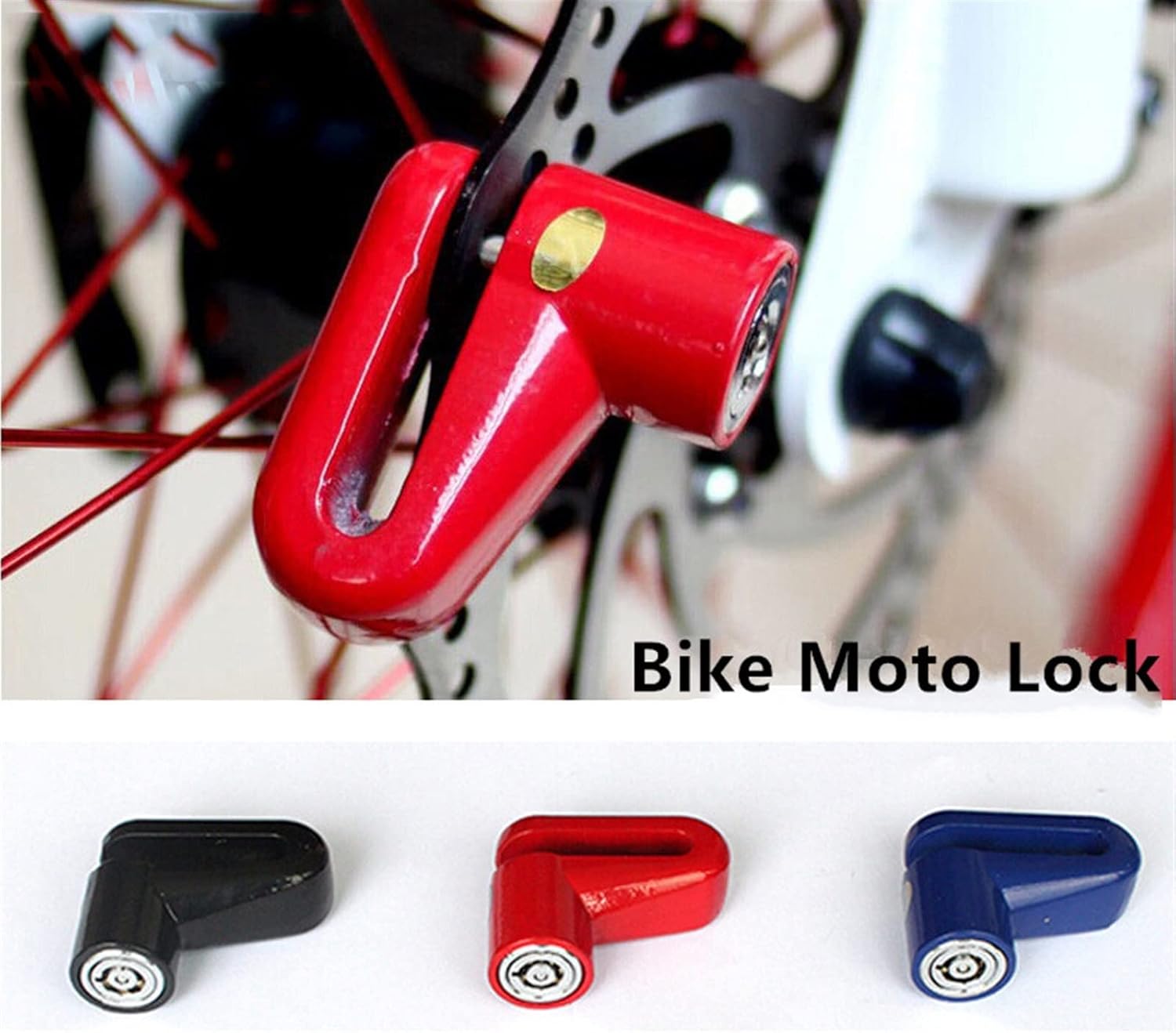 Bike Lock ，Steel Cable Alloy Lock ，Bike Scooter Disc Brake Lock Motocycle Anti-Theft Steel Wire Lock Reminder Cable Cycling Safety Protection Bicycle Accessories Lock(Red 01)