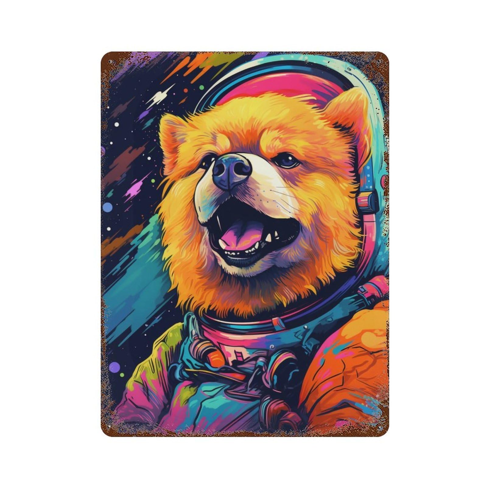 Cosmic Red Panda Explorer-1 Vintage Rust Metal Sign 15.7"x11.8", Retro Wall Decor for Garage, Pub Or Kitchen