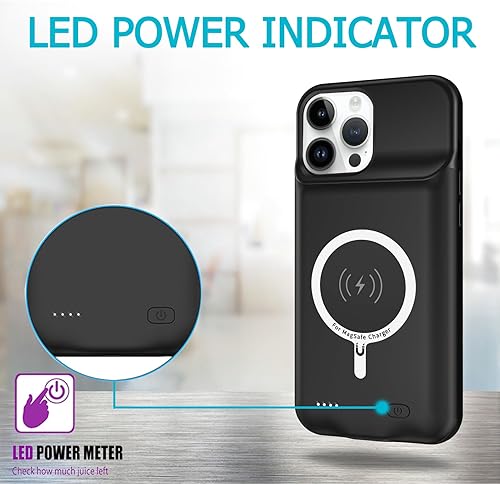 Miniatura 3 de Funda de batería para iPhone 14 Pro, 10000mAh de alta capacidad, recargable, portátil, protectora, extendida, carga inalámbrica, compatible con