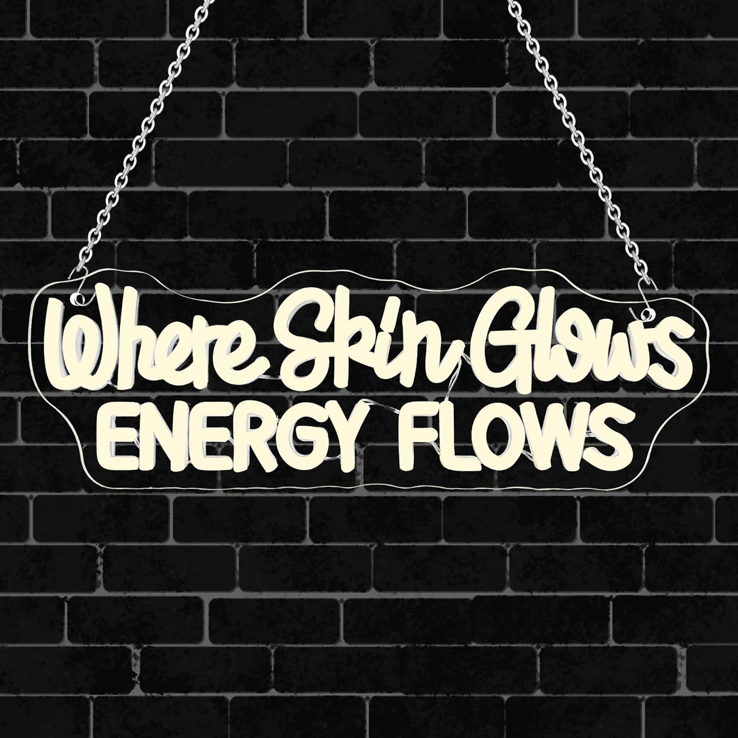 Mutank Where Skin Glows Energy Flows Neon Sign, USB Powered Dimmable LED Beauty Neon Light Sign, for Spa Salon Beauty Room Wall Decor Skin Glow Neon Light Aesthetician Decor(15.7 * 5.1 In)