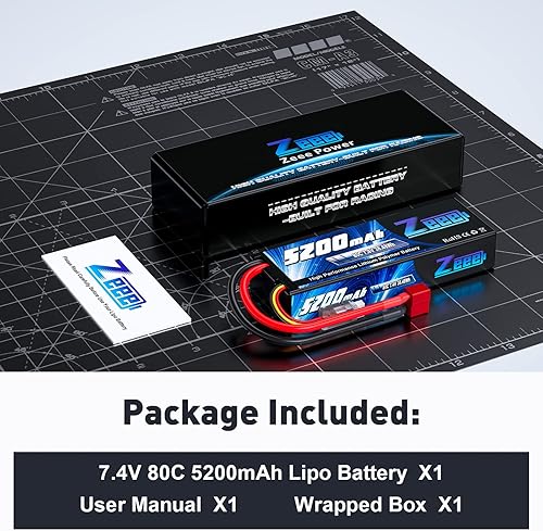 Miniatura 6 de Zeee Batería Lipo 2S 5200mAh 7.4V 80C RC Hard Case T Conector para 1/8 1/10 RC Vehículos RC Car RC Truck Tank RC Buggy Truggy RC Aviones Vehículos