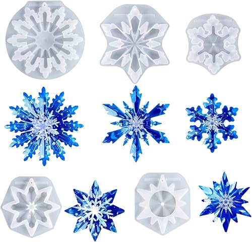 Miniatura 5 de 5 moldes de resina de Navidad, moldes de silicona de copo de nieve 3D Rifanda para fundición de resina, moldes de resina de adorno de Navidad para