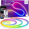Neon Rope Light 9.84ft, RGB LED Rope Lights with Music Sync, DIY Lighting Mode, Gaming Lights Compatible with Alexa, Google Assistant, LED Neon Lights for Bedroom, Living Room, Gaming Dcor