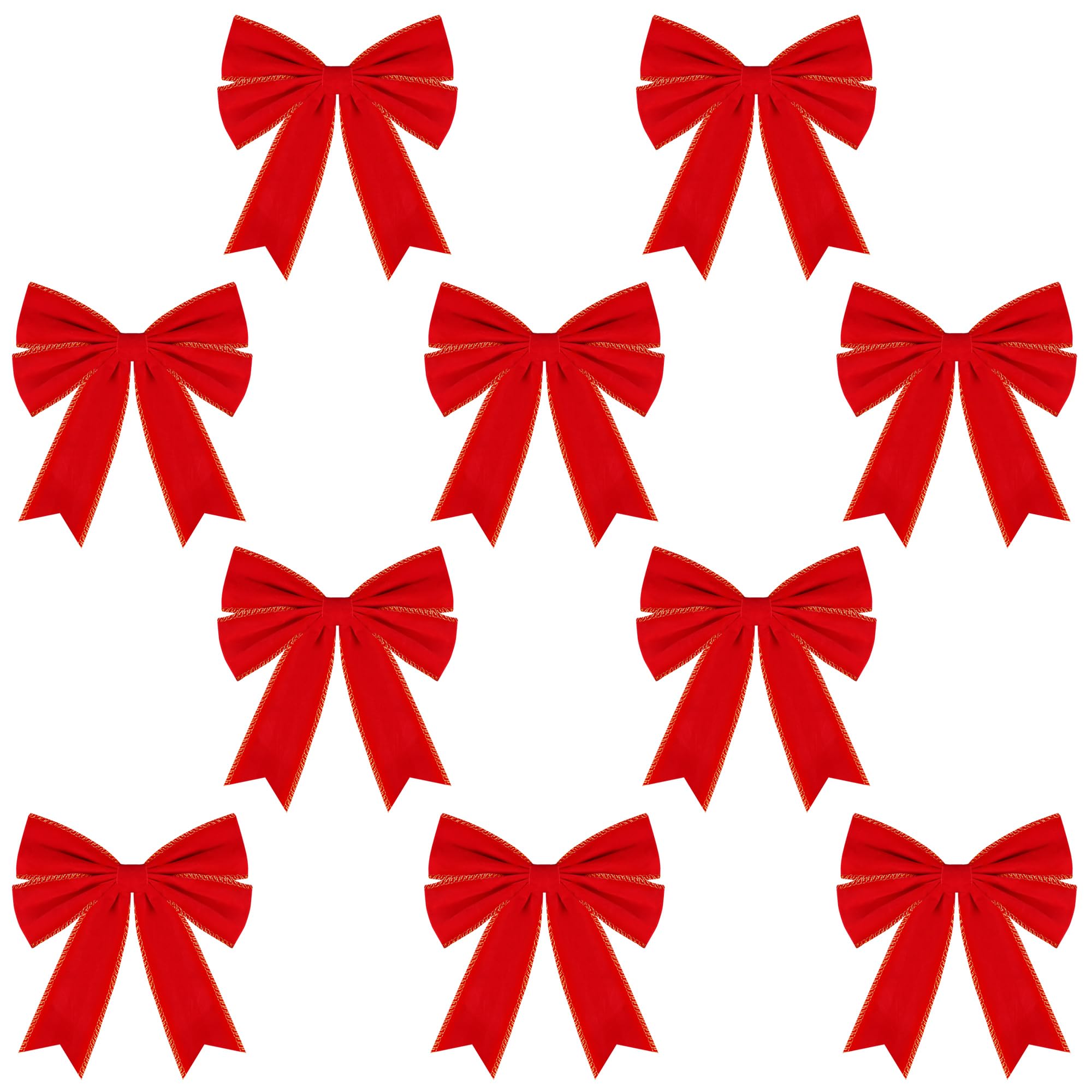 Maniaacer 20 Packs Christmas Velvet Bows 13 x 9 inch Red Velvet Bow Ornament for Tree Large Premade Red Bows for Outdoor Indoor Xmas Tree Wreath Door Holiday Decoration