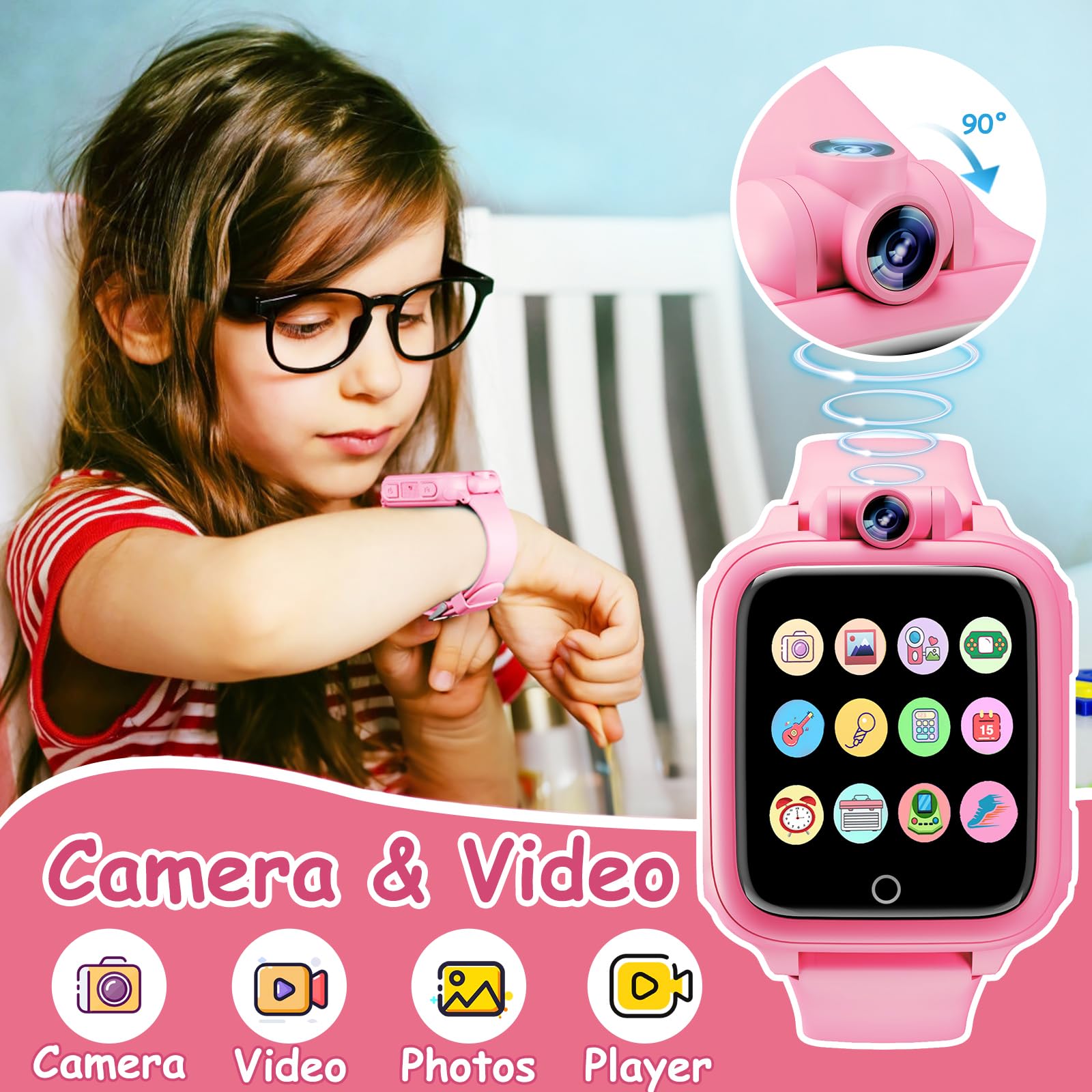 Umblue Smartwatch per Bambini, Orologio Bambini con Contapassi, 26 Bambini Giochi, Telecamera, Musicale, Regali per bambini e giocattoli per bambini per ragazzi e ragazze dai 2 ai 13 anni