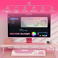 Vista 5 de AULA Teclado para juegos S99, teclados inalámbricos de computadora, teclado Bluetooth personalizado cremoso de tres modos con teclado numérico