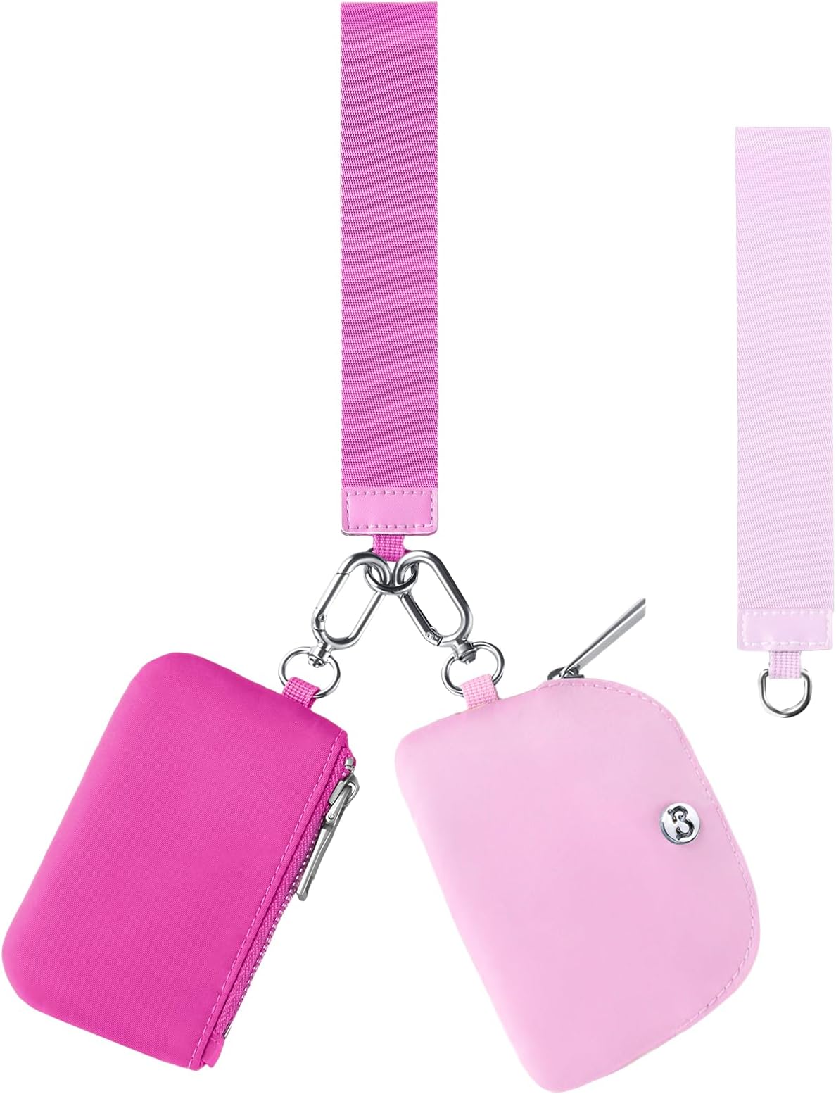 Mini Zip Around Dual Pouch Wristlet With 2 Straps Wristlet Keychain Wallet for Women Coin Purse Small Cute for Teen Girl