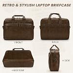 Sac pour ordinateur portable pour hommes 16 Inch Vintage sac en cuir Messenger Portable mallette Grande épaule de corps de bureau ordinateur sac attaché Case Retro College Sac Satchel pour le travail Voyages d'affaires, Brown