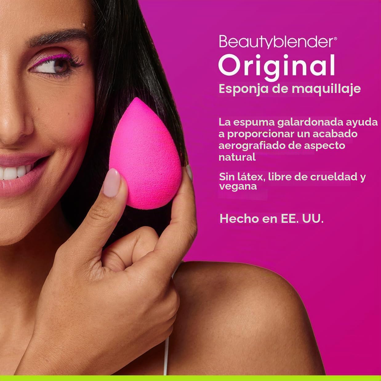 Beautyblender® Original Rosa Esponja de Maquillaje Mezcla Bases Polvos Cremas Reutilizable Lavable