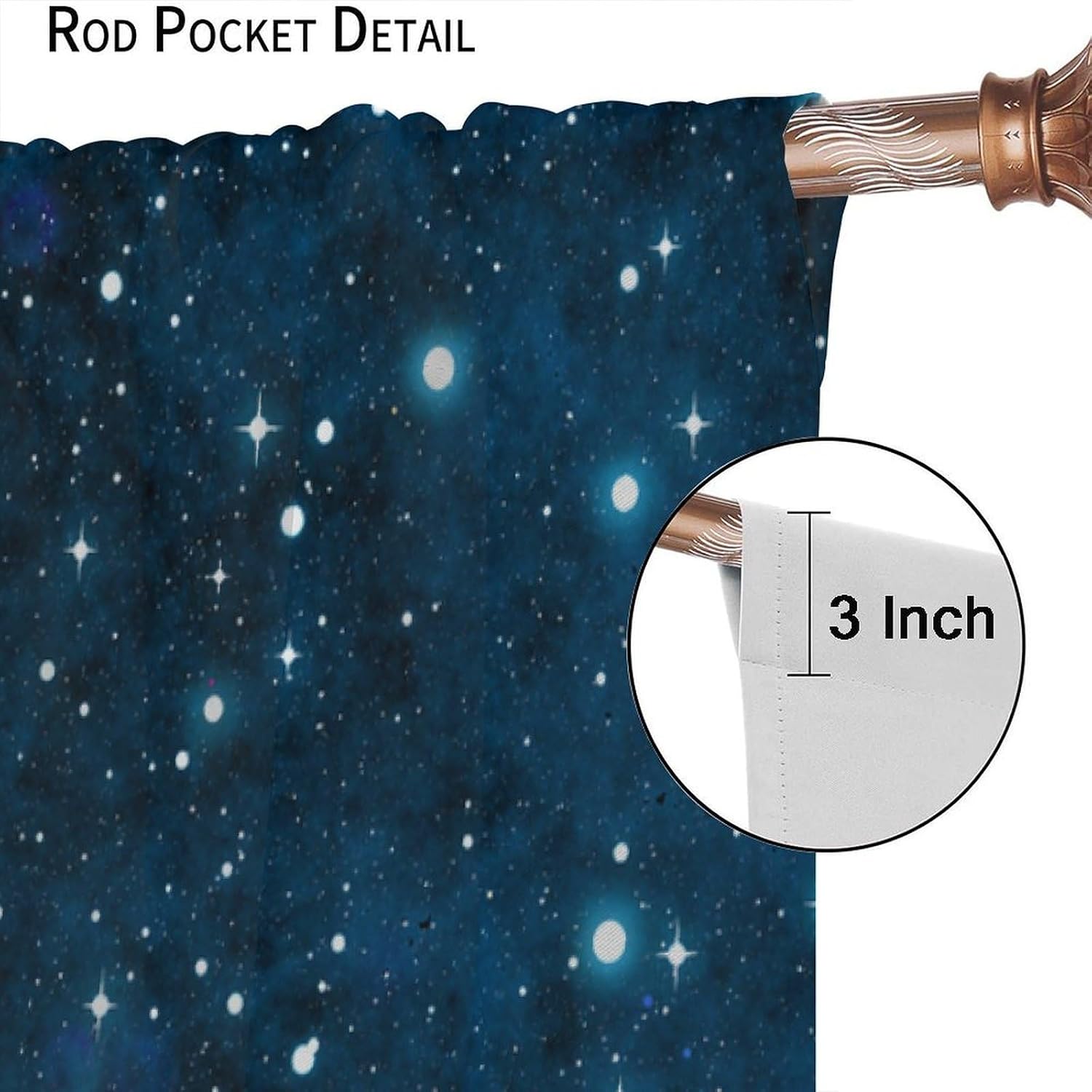 Space Blackout Curtains,Starry Star Sky Blue Magical Fantasy Cosmic Galaxy Universe Pattern Drapes Window 2 Panel Rod Pocket Curtain for Girls Boys Baby Bedroom Nursery Decor 21" W X 63" L