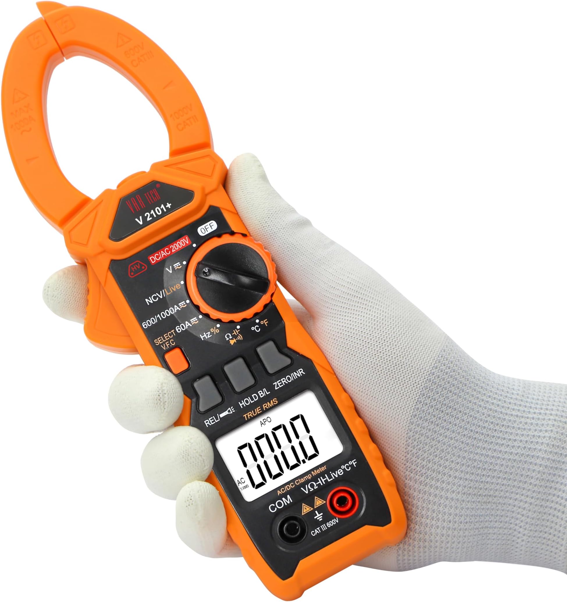 - VAR TECH Digital Clamp Meter V 2101+ True RMS 1000 A AC DC 2000 V AC DC Auto ranging, 6000 Counts, High precision with NCV, VFC, In Rush current, Temperature, Frequency, Live test etc