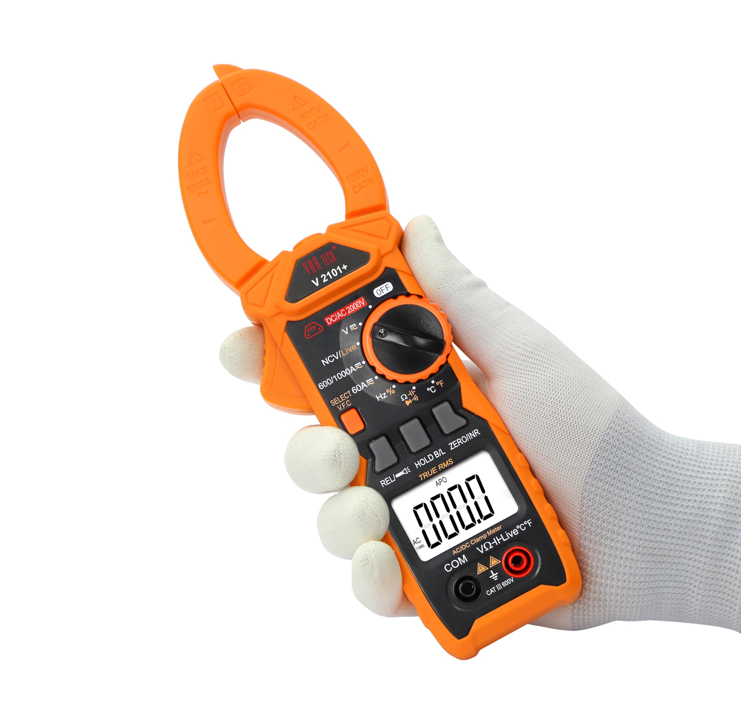VAR TECH Digital Clamp Meter V 2101+ True RMS 1000 A AC DC 2000 V AC DC Auto ranging, 6000 Counts, High precision with NCV, VFC, In Rush current, Temperature, Frequency, Live test etc