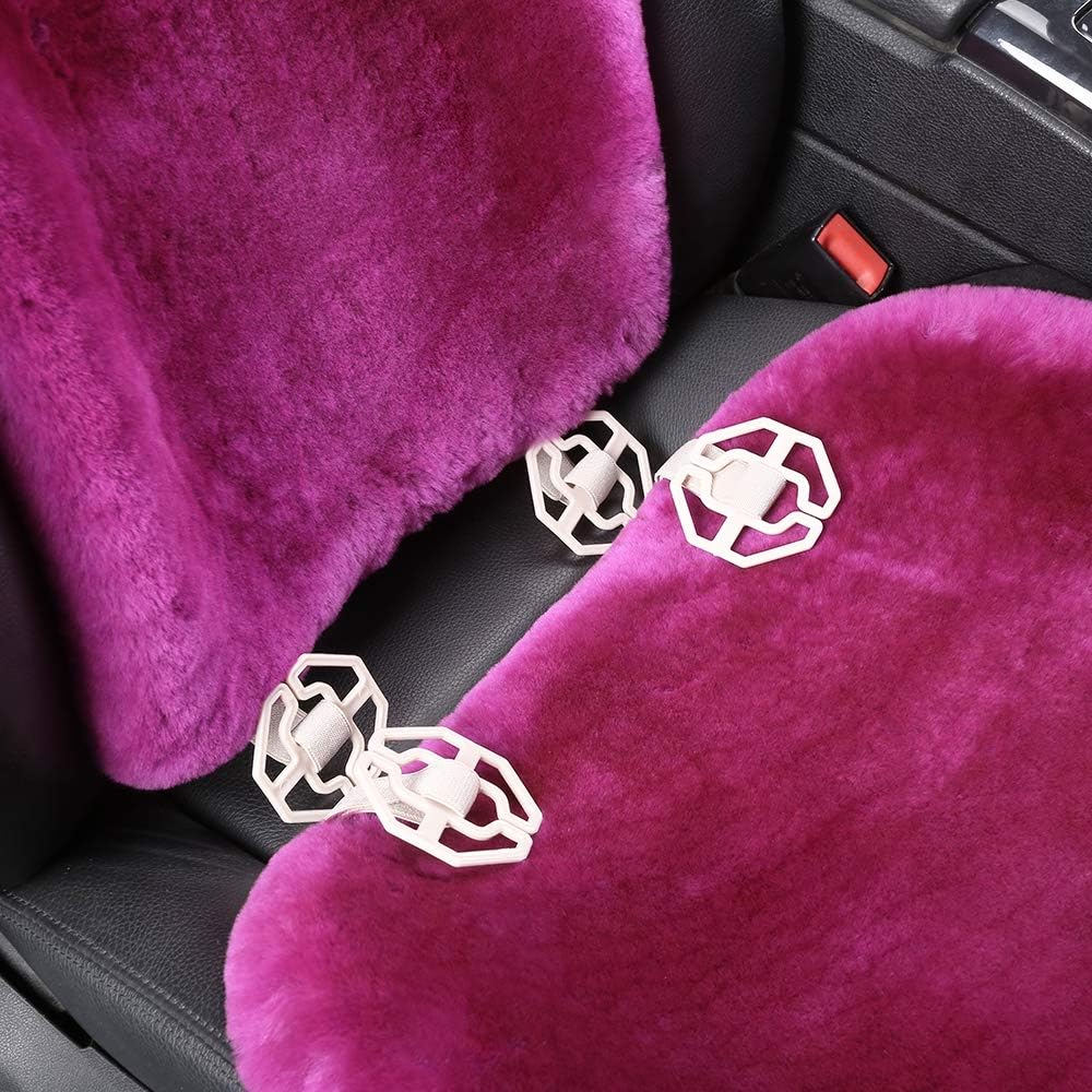 OGLAND 2 Pack Fur Fuzzy Sheepskin Car Seat Covers for Universal Auto Plush Seat Cushion Accessories Automobiles (Honey Beige)