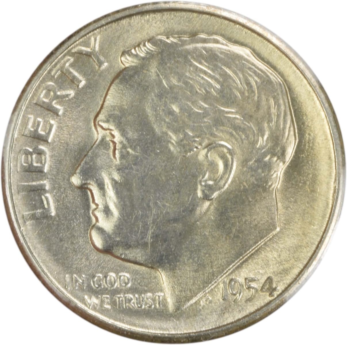 1954 S Roosevelt Silver Dime S/S RPM FS-501 Uncertified AU58