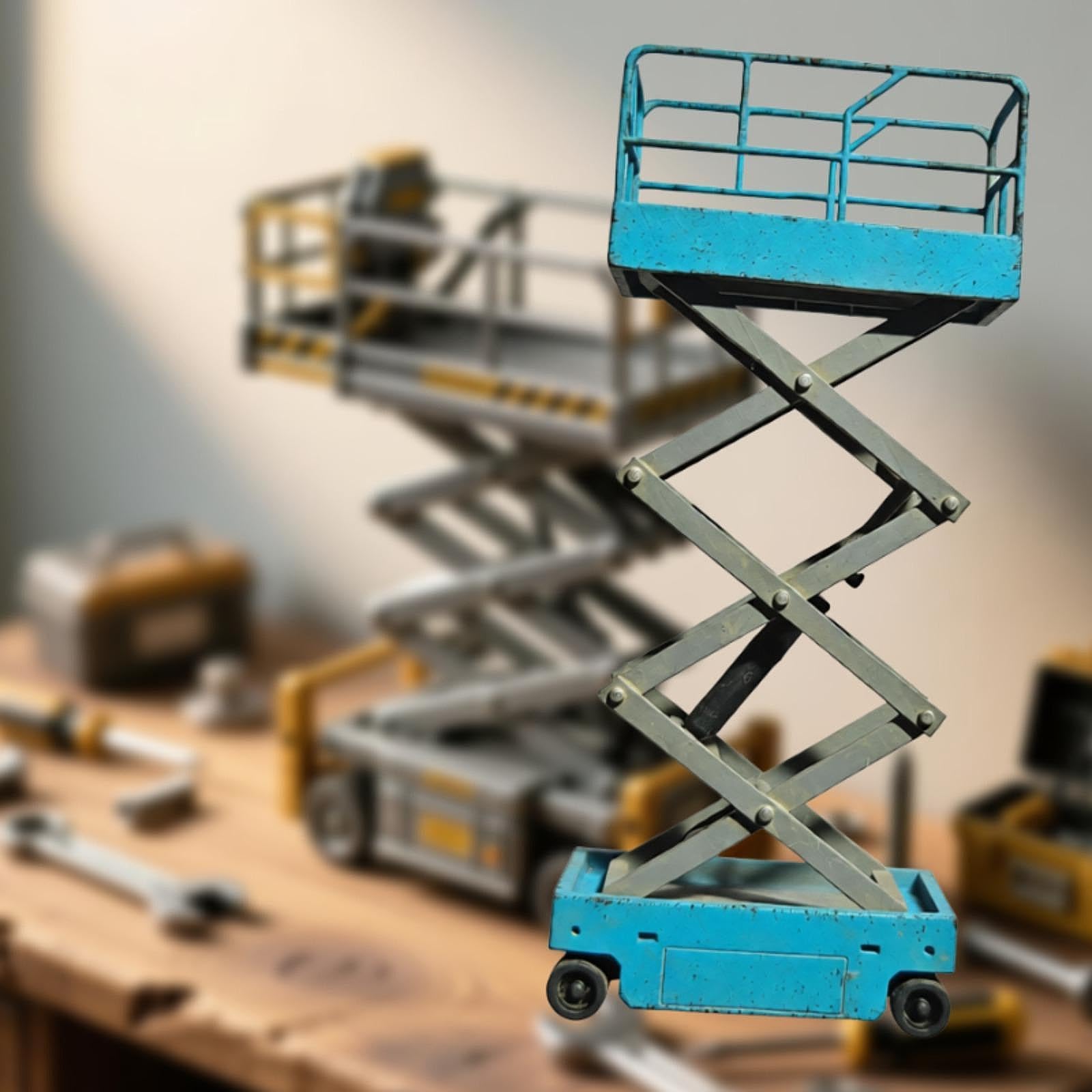 Hebebühnen Modell, Realistische Wartungsvorrichtung Im Maßstab 1:64 für Werkstattszenen, Blau Alt