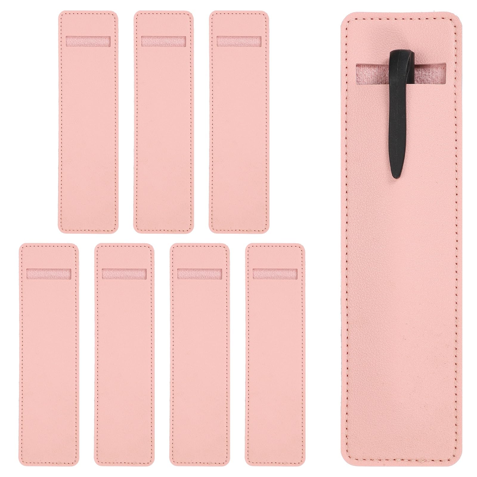 PATIKIL 7 Inch Pen Sleeve Case, 8Pcs PU Leather Pen Pouch Single Fountain Pouch Protective Cover Holder for Office Ballpoint Pencils Touch, Pink