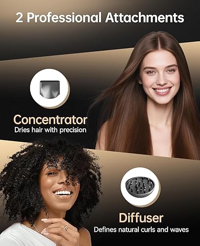 Miniatura 6 de Secador de pelo, secador de pelo iónico CONFU con difusor para cabello rizado, secador de pelo profesional de alta velocidad de 110,000 RPM, secador