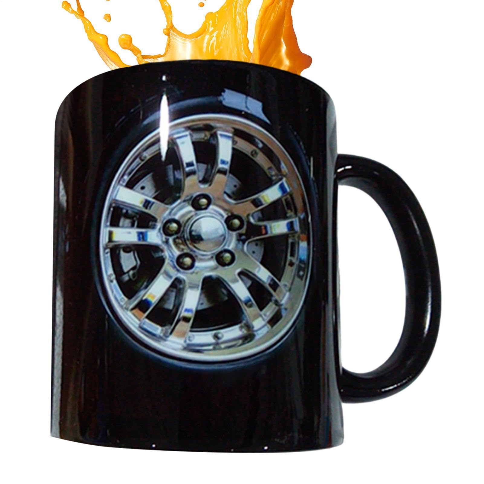 Taza de café de cerámica con agarre de neumático antideslizante y 330 ml