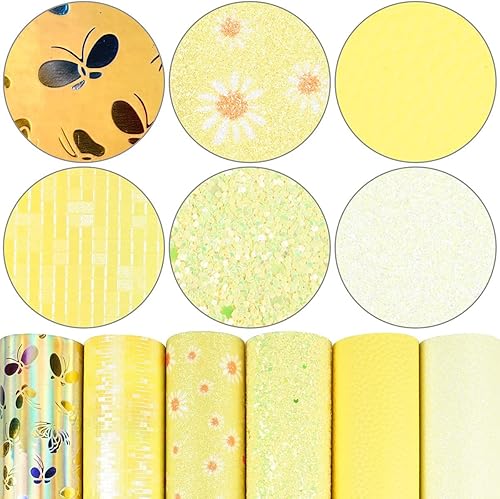 Miniatura 27 de Litchi Paquete de 6 hojas de cuero sintético de 8 x 12 pulgadas para aretes de lazo, tela de vinilo fácil de cortar para Cricut, cuero sintético