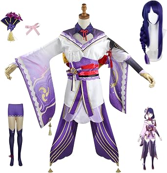 Buyoem Raiden Shogun Cosplay Costume Raiden Cosplay Women Outfit Halloween Costume With Wig Role Play Full Set