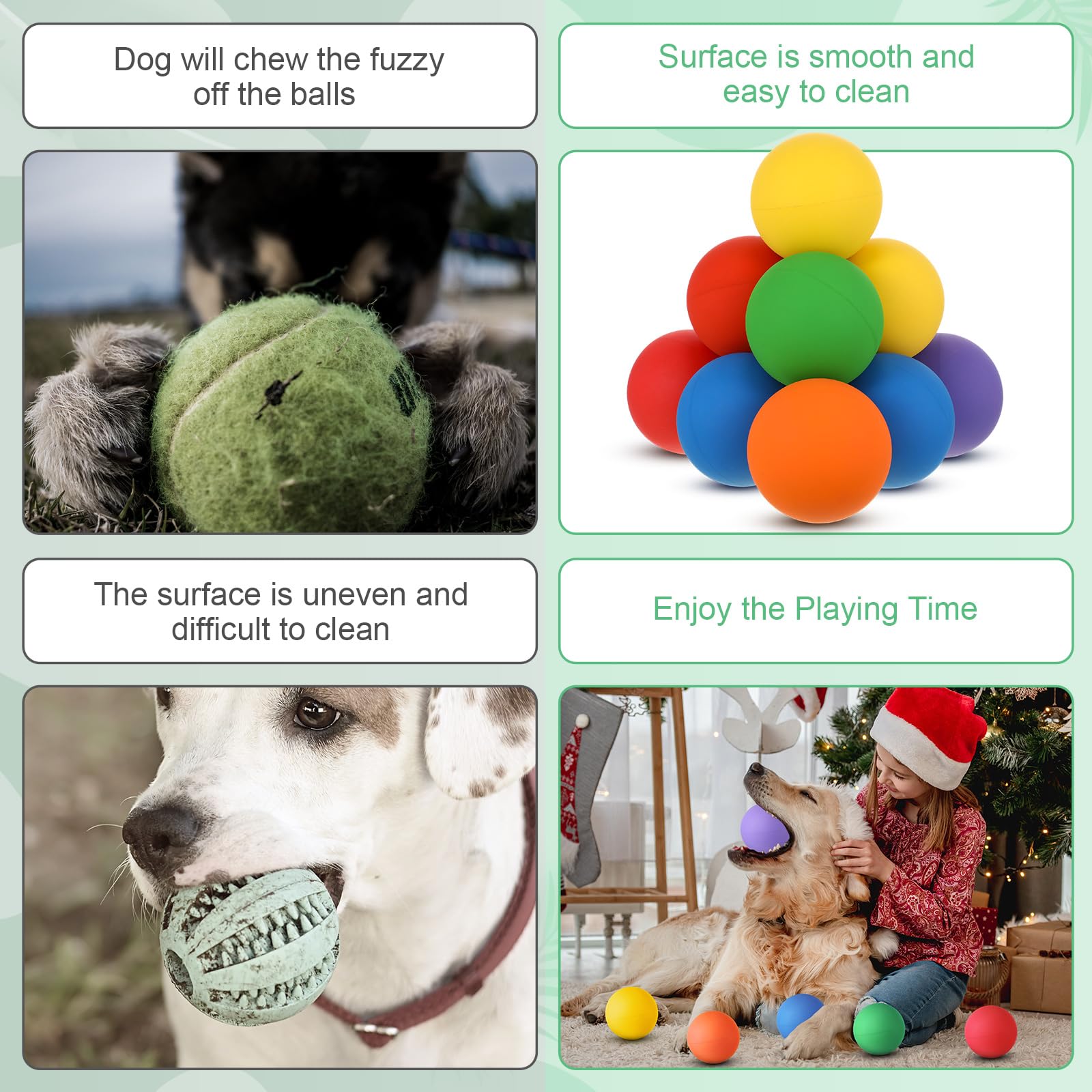 Hiboom Lot de 15 balles de tennis en caoutchouc à rebond élevé pour chien, jouets pour chien, jouets pour chiot, jouets pour dentition, balles rebondissantes de 6,1 cm pour petits chiens, balle