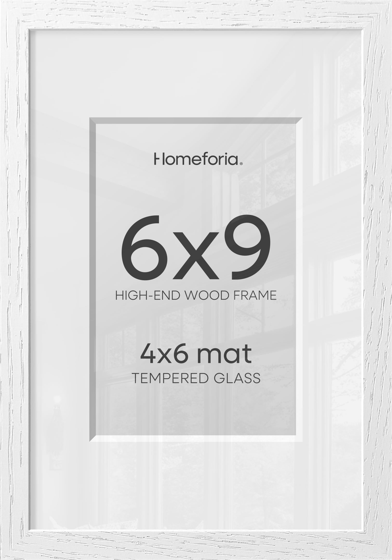 Homeforia 6x9 White Oak Picture Frame, High-End Wood, 4x6 Mat, Glass | High End Solid Oak Wood, Tempered Glass, Acid-Free 4x6 Removable Mat, 6x9 Edge-to-Edge Display 9x6, Wall Kit, Set Of 1