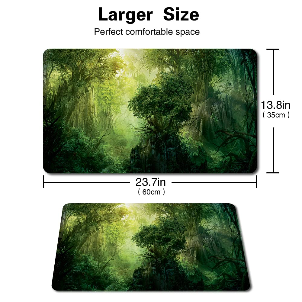 Four Leaves MTG Tappetino da gioco + sacchetto impermeabile, Gioco da tavolo TCG Card Game Table Mat 60 x 35 cm Mouse Pad compatibile con MTG TCG (Green Mana Fores) 20220823