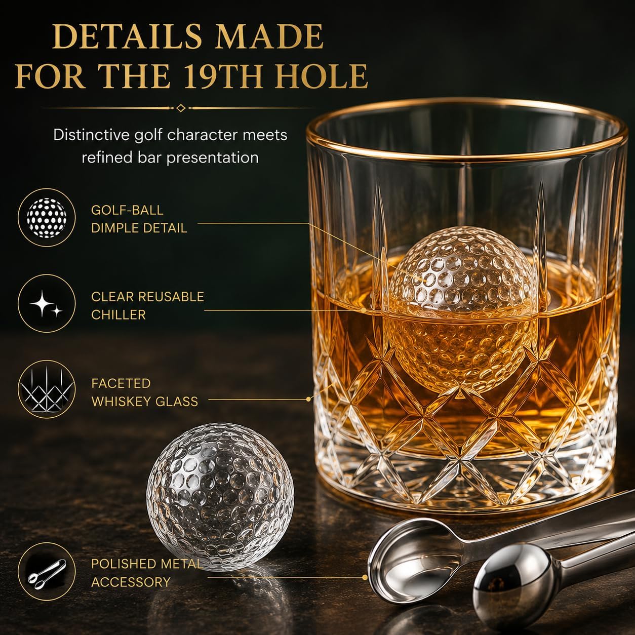 Golf Gifts for Men Dad, Golf Balls Whiskey Chillers Set with Glasses, Unique Dad Birthday Gift Ideas from Daughter Son, Retirement Bar Stuff Gift Father Him Brother, Cool Chiller Ball for Liquor Vodka image 5