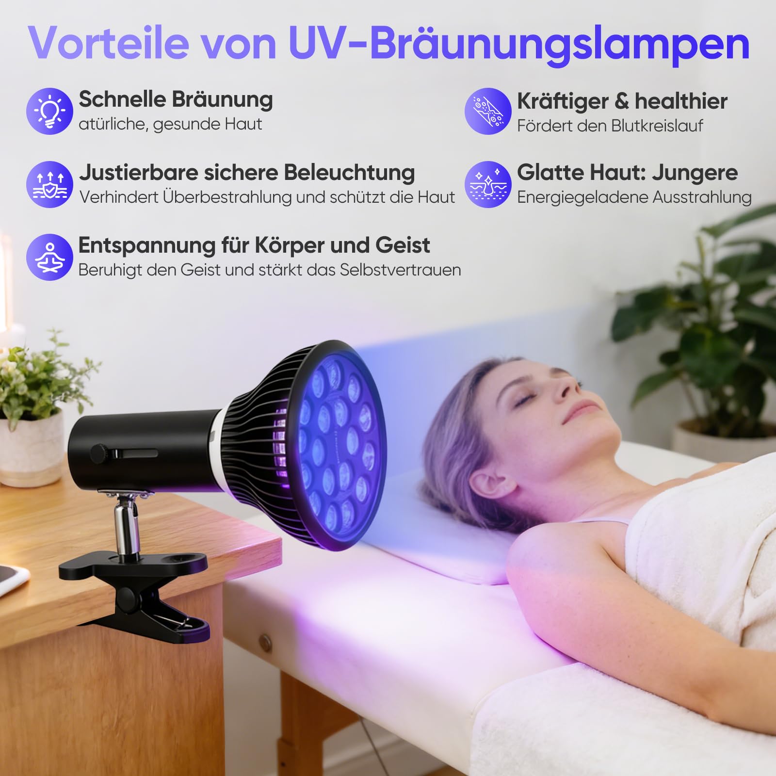 Solarium pour la maison, lumière de bronzage, solarium pour le visage et le corps, cadeau pour les amateurs de beauté (pince)