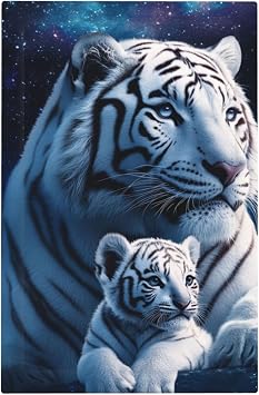 1 Gang No Device Blank Receptacle Wallplate White Tiger And Cub Tiger Electrical Light Switch Decorative Face Plate Cover for Unused Outlets/Switches Standard Size 1-Gang 5" x 3"