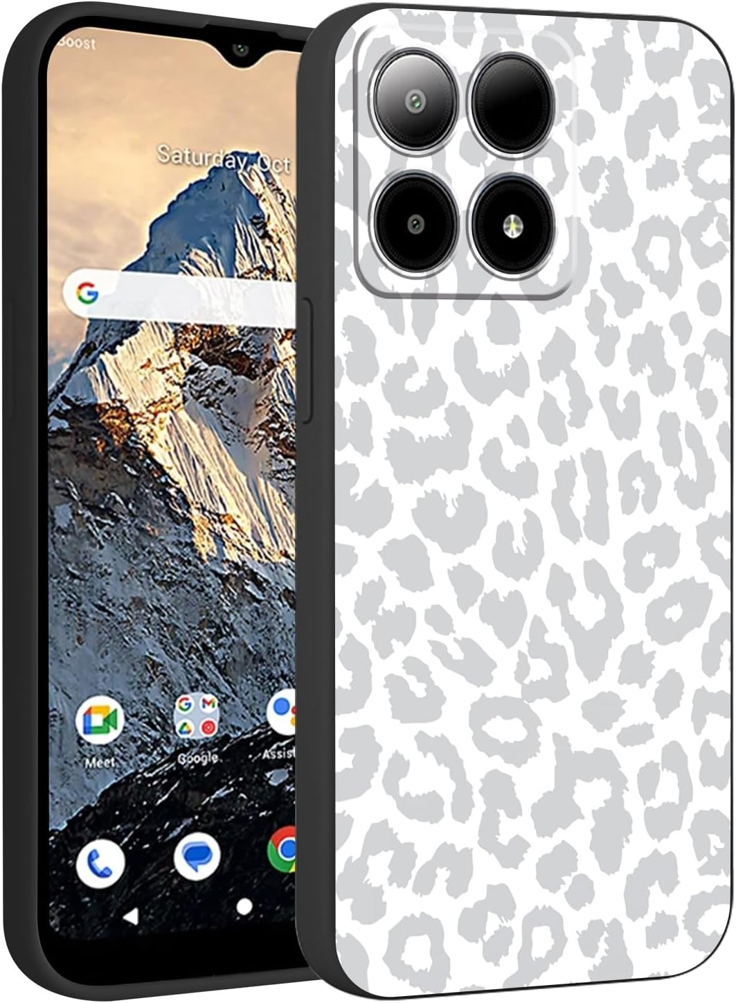 Cute Cheetah Print Phone Case for Boost Summit 5g 6.6", Aesthetic Coquette Grey Leopard Pattern Design Case Soft Slim Shockproof TPU Protective Funda Cover for Women Girls