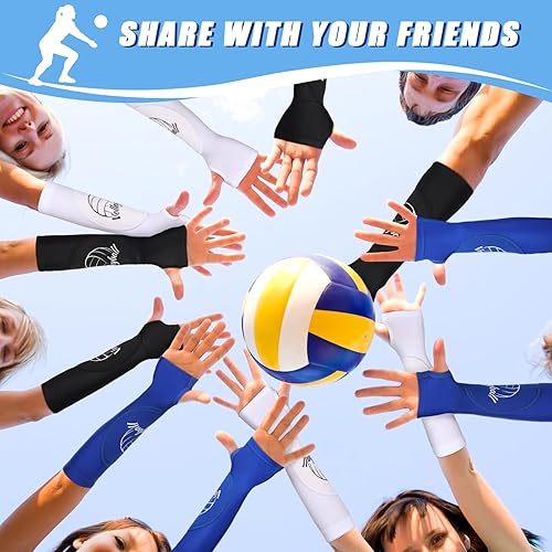 Miniatura 4 de Yinder 3 pares de mangas deportivas de voleibol para jóvenes voleibol muñequera protección almohadillas y agujero para el pulgar