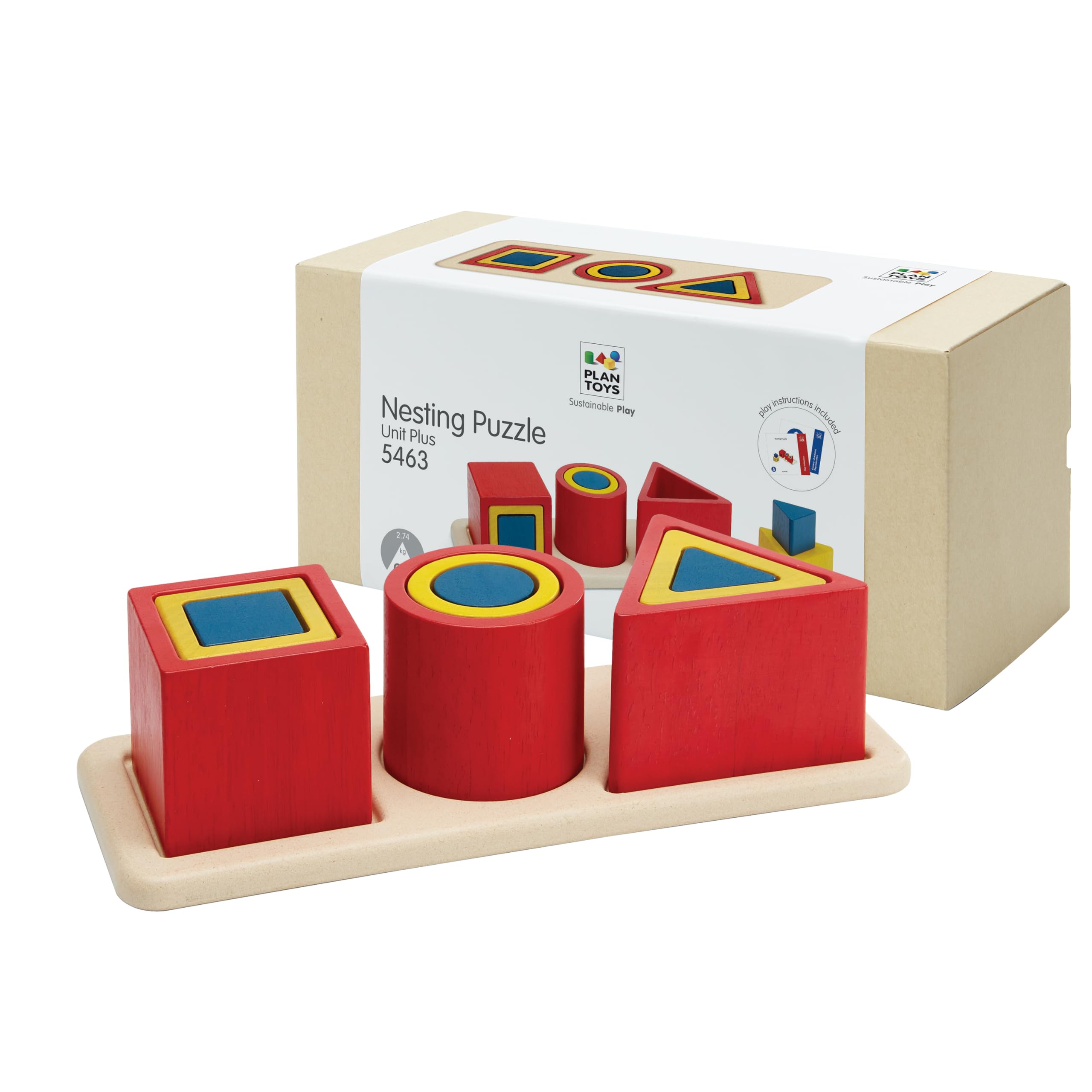 Plan Toys PT5463 - Puzzle de 3 Formas, Madera