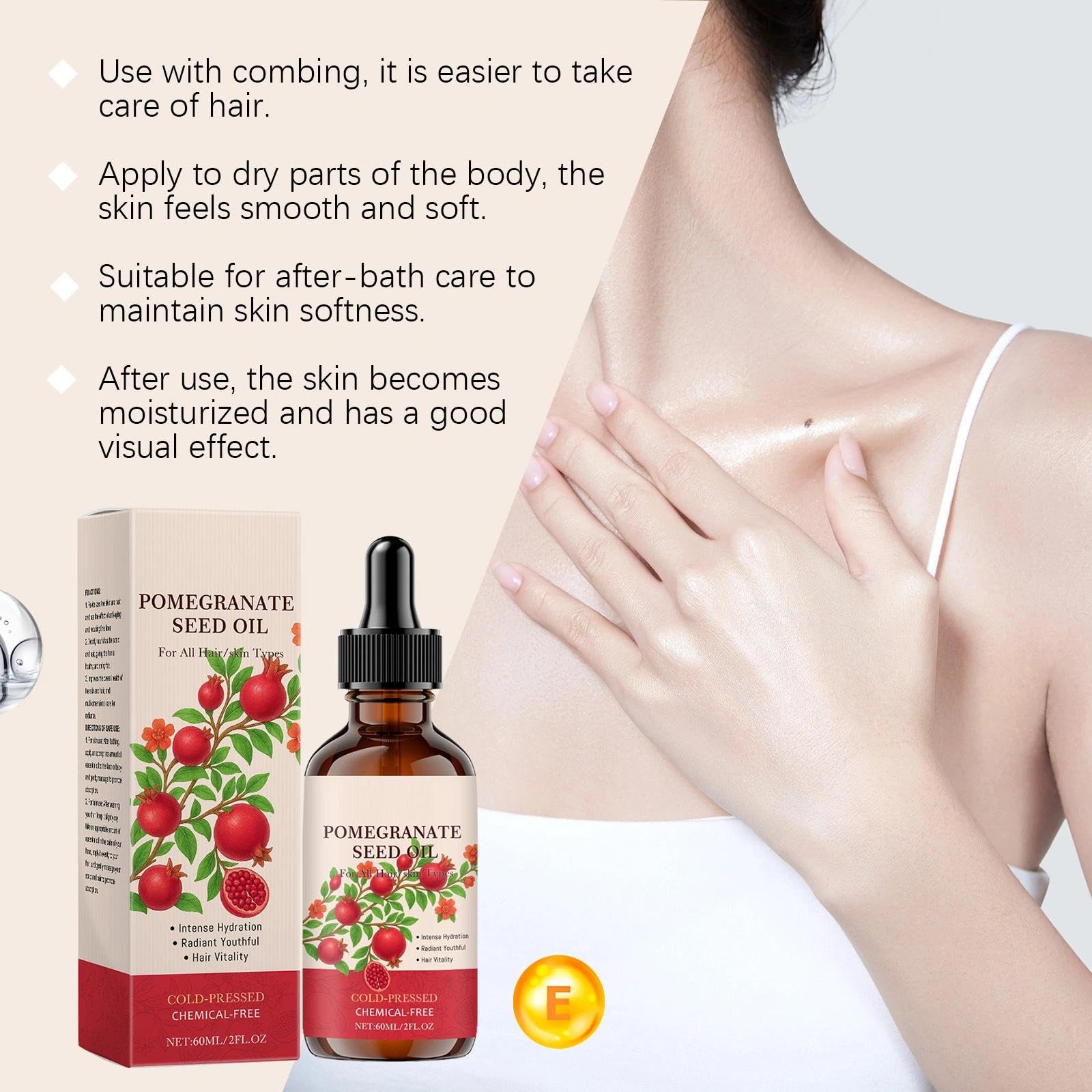 Pomegranate Seed Oil Pure Cold-Pressed for Skin & Body, Deep Hydrating & Moisturizing Essence - Image 4