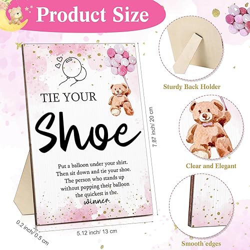 Miniatura 2 de Roowest 51 piezas de letrero de madera con texto en inglés Tie Your Shoe Baby Show, juegos de regalo de vegetación, regalos de fiesta de revelación
