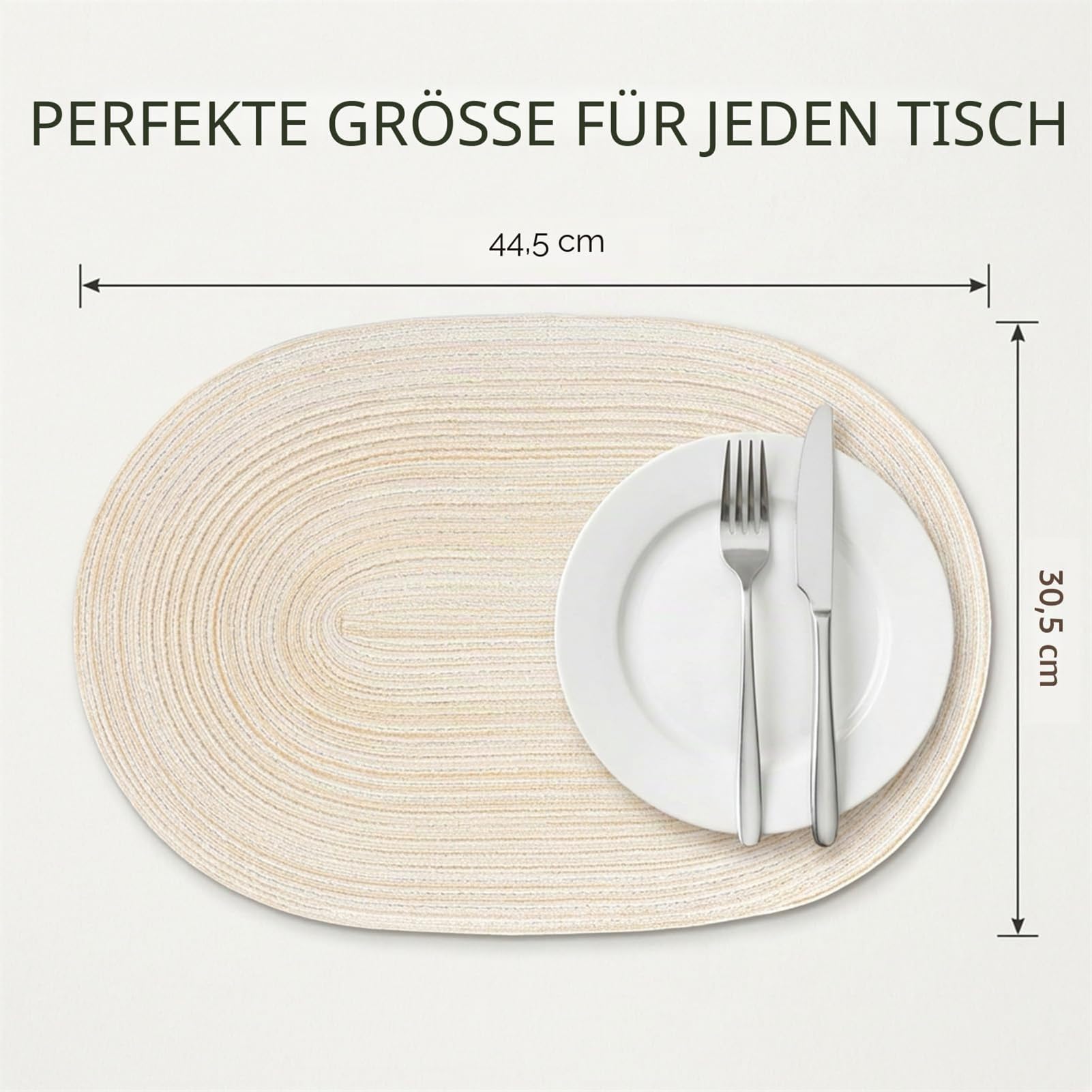 Tovagliette ovali intrecciate, 30,5 x 45,7 cm, 6 pezzi, per tavolo da pranzo, tessuto naturale, resistenti al calore, ovali, beige
